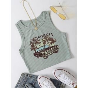 EZwear Car & Letter Graphic Tank Top (small)